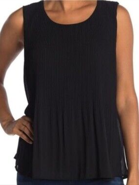 Pleione Black Pleated Top XS NWT